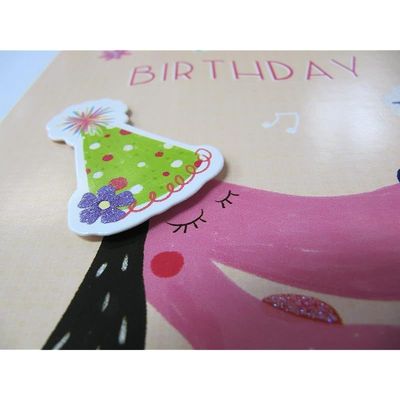 FANTASTIC HAND FINISHED RAISED GUITAR PLAYING PUPPY BIRTHDAY GREETING CARD