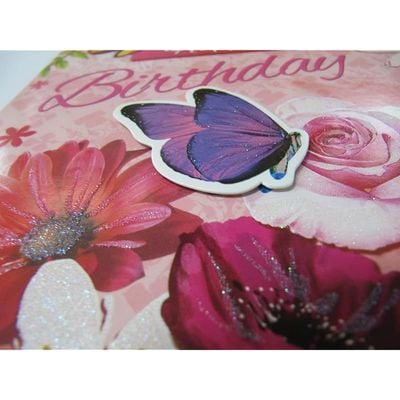 GORGEOUS HAND FINISHED RAISED BUTTERFLY COLOURFUL HAPPY BIRTHDAY GREETING CARD