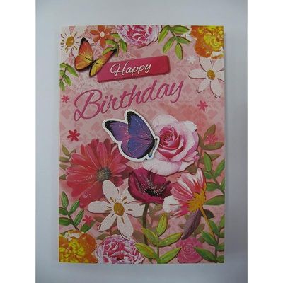 GORGEOUS HAND FINISHED RAISED BUTTERFLY COLOURFUL HAPPY BIRTHDAY GREETING CARD