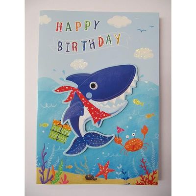 FANTASTIC HAND FINISHED RAISED BLUE WHALE IN THE SEA BIRTHDAY GREETING CARD
