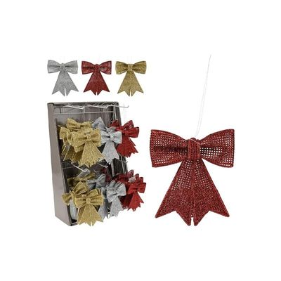 Christmas Hang Deco Bow Glitter Assorted 1 Piece