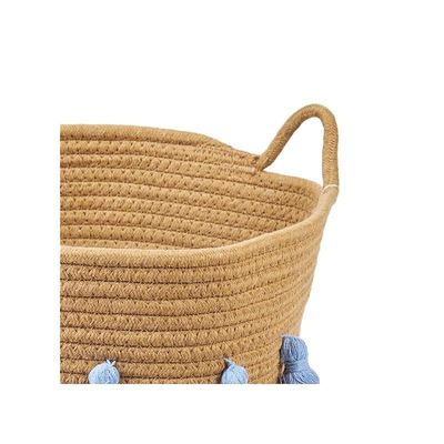 Homesmiths Cotton Rope Basket Upper Mouth Natural &amp; White Dia30 X H30 Cm