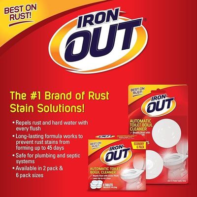 Iron OUT Automatic Toilet Bowl Cleaner, Repel Rust and Hard Water Stains with Every Flush, Household 2 Tablets