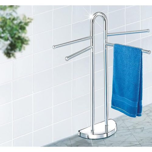 WENKO, Cosenza Towel Stand, Stainless Steel, Free Standing Home And Bathroom Rack, Multifunctional Clothes Dryer &amp; Organizer, 33X93.5X48Cm, Chrome