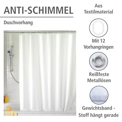 Wenko Shower Curtain 180 x 200 cm White Anti-Moul