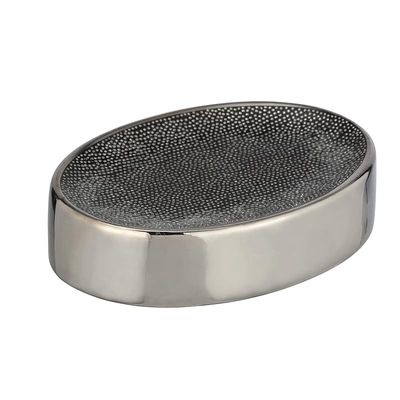 Wenko Nuria Silver/Anthracite Dish For Storing Hand Soap, Ceramic, Black, 3 X 8 12 cm