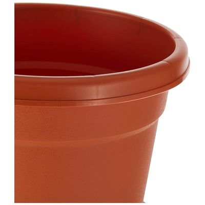 Cosmoplast Plastic Round Flowerpot 8‚Äù with Tray, Terracotta