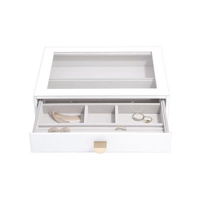 Stackers Classic Ring and Bracelet Drawer with Glass Lid, Pebble White