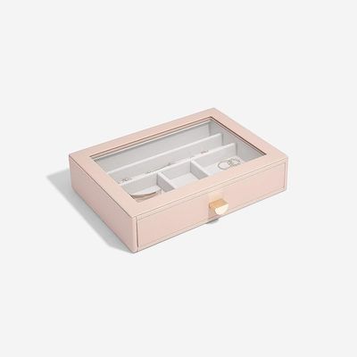 Stackers Classic Ring and Bracelet Drawer with Glass Lid, Blush Pink