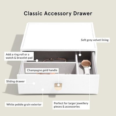 Stackers Classic Deep 3 Drawer, Pebble White