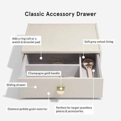 Stackers Classic Deep 3 Drawer, Pebble Oatmeal