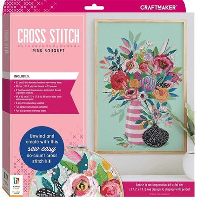 Hinkler Pink Bouquet Cross-Stitch Kit