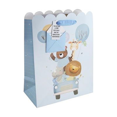 Eurowrap Baby Boy Blue Baby Shower Newborn Gift Bag with Gift Bag 100% Recyclable Large