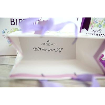 Eurowrap Floral White Kraft Happy Birthday Gift Bag With Gift Tag, Design By Jeff Banks 100% Recyclable Medium