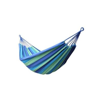 Outdoor Striped Pattern Canvas Hammock Blue/Green 80x280cm