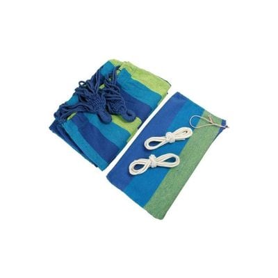 Outdoor Striped Pattern Canvas Hammock Blue/Green 80x280cm