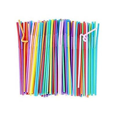 100 Pcs Bendy Mixed Colours Party Disposable Drinking Straws Multicolour