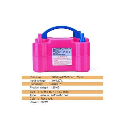 Portable Dual Nozzle Electric Air Balloon Pump Pink/Blue