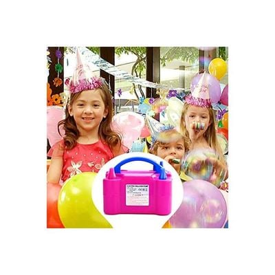 Portable Dual Nozzle Electric Air Balloon Pump Pink/Blue