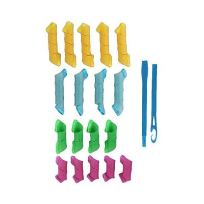 20-Piece Magic Curler Set Pink/Green/Blue