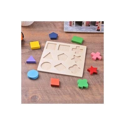 Wooden Geometric Shapes Montessori Puzzle 15x15cm