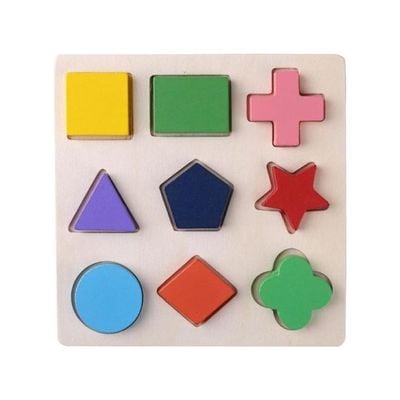 Wooden Geometric Shapes Montessori Puzzle 15x15cm