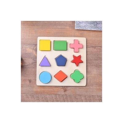 Wooden Geometric Shapes Montessori Puzzle 15x15cm
