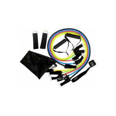 11-Piece Fitness Resistance Band Set With Stackable Exercise Legs Ankle Straps Multi-function Professional Equipment