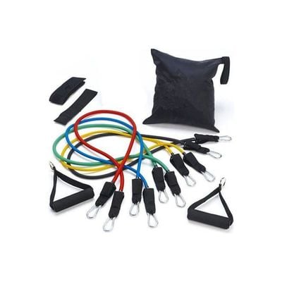 11-Piece Resistance Band Set With Door Anchor, Ankle Strap, Exercise Chart, And Carrying Case 20.2cm