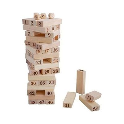 54-Piece Tall Tumbling Tower Wooden Stacking Blocks