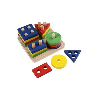 Wooden Geometric Sorting Building Blocks Set 3+ Years