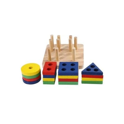 Wooden Geometric Sorting Building Blocks Set 3+ Years