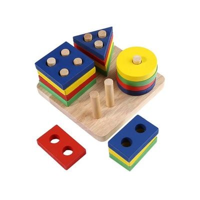 Wooden Geometric Sorting Building Blocks Set 3+ Years