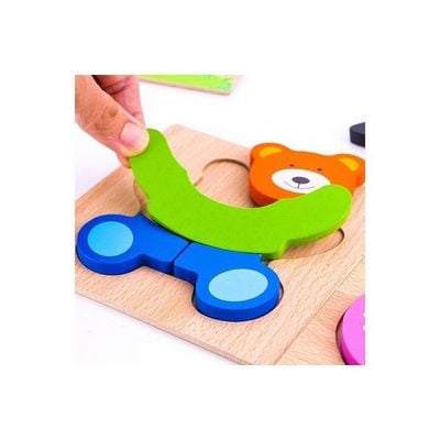 4-Piece Wooden Animal Puzzles For Toddlers 15x15x0.8cm