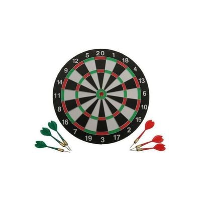 Tickles Double Sided Dart Board Game - With 6 Darts - 15Inch