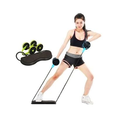 Abdominal Waist Slimming Trainer Exerciser Roller Double Ab Wheel Fitness Equipment Yoga Resistance Pull Rope Home Gym Tool