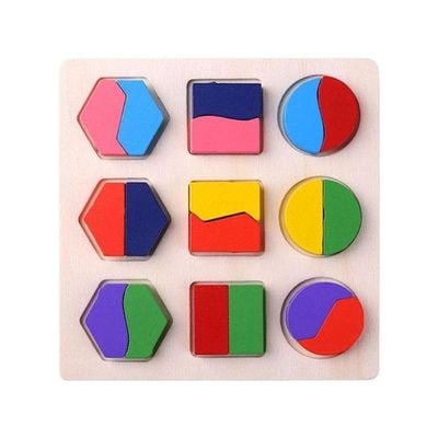 Wooden Geometric Shapes Montessori Puzzle 15x15cm