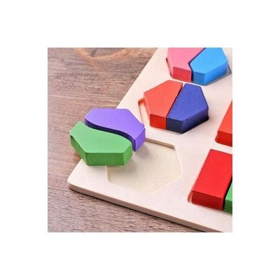 Wooden Geometric Shapes Montessori Puzzle 15x15cm