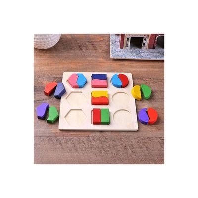 Wooden Geometric Shapes Montessori Puzzle 15x15cm