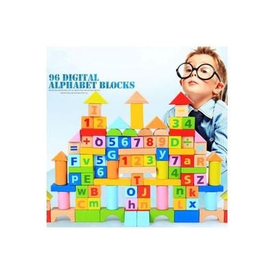 96-Piece Alphabet Wooden Blocks Set