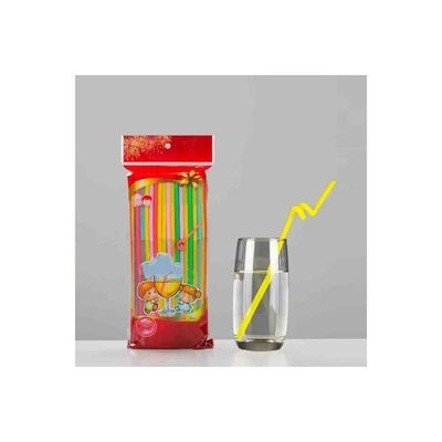 100-Piece Disposable Plastic Drinking Flexible Straw Multicolour 26.00cm