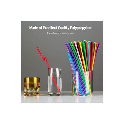 100-Piece Disposable Plastic Drinking Flexible Straw Multicolour 26.00cm