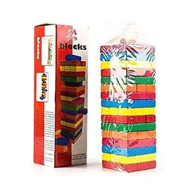 Tower Challenge Wooden Colo Blocks Puzzle Toy 54 Pcs