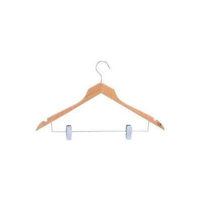 Veil Wooden Hanger With Clips Beige