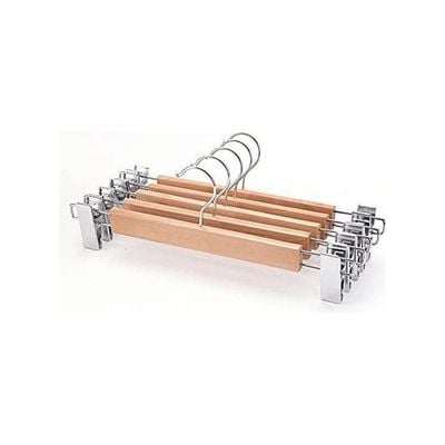 4Pcs High-Grade Synthetic Wooden Pants Rack Large Configuration Wood Pants Pants Slip Hanger Beige