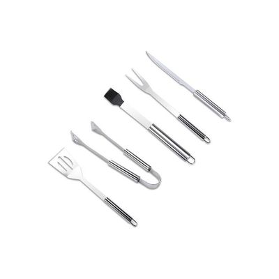 5-Piece Stainless Steel BBQ Grill Tool Set With Storage Case Silver/Black