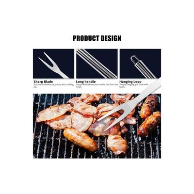 5-Piece Stainless Steel BBQ Grill Tool Set With Storage Case Silver/Black