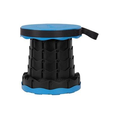 Outdoor PP Folding Telescopic Stool Sea Blue And Black 26 x 7.5 x 26cm