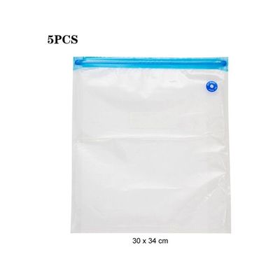 5-Piece Vacuum Storage Bag Set Clear/Blue 30x34cm