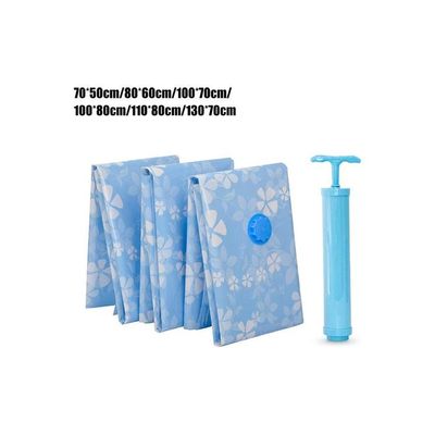 Vacuum Storage Bag Reusable Hand Pump Compressed Clothes Blanket Quilt Organizer Blue 20x10x20cm